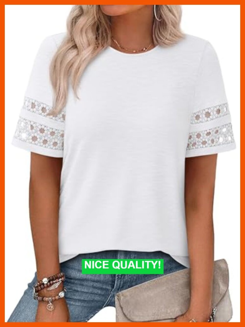 Lace Short Sleeve T-Shirt - Casual Blouse for Women - Summer Top